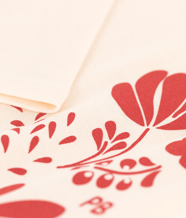 T-shirt a maniche lunghe in cotone bambino unisex ecru/arancione