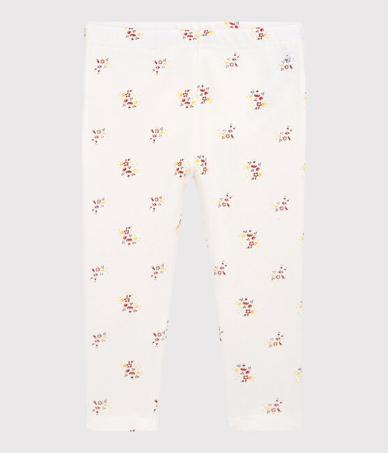 Leggins fantasia in cotone bebè femmina bianco MARSHMALLOW/bianco MULTICO