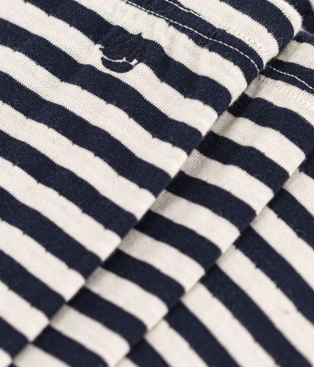 Leggings in tubique bambina blu/bianco