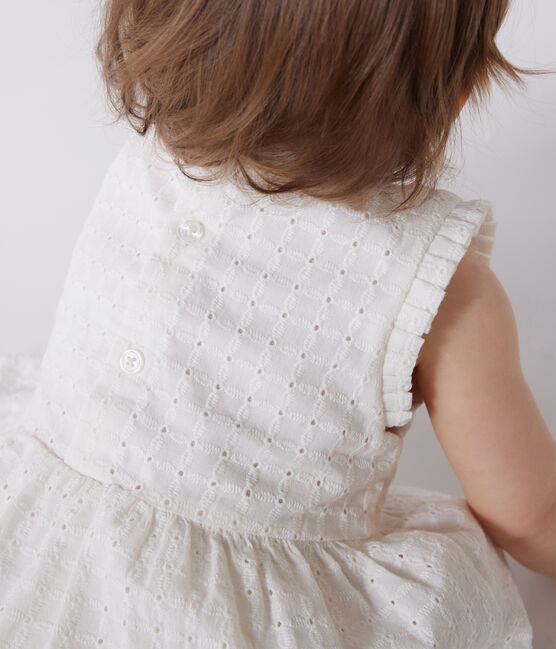 Abito senza maniche in sangallo di cotone bianco neonato bianco MARSHMALLOW