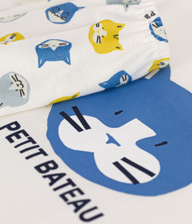 Pigiama bambino corto in cotone bianco/multicolore