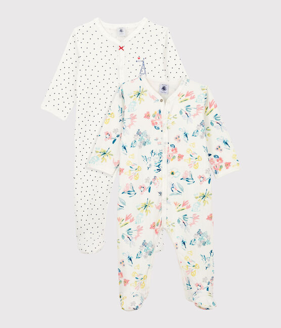 Confezione da 2 tutine pigiama bebè femmina in cotone variante 1