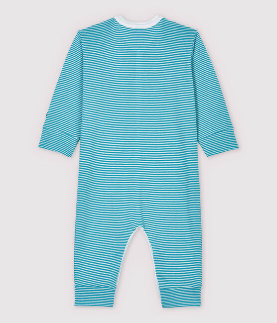 Tutina pigiama a righe in cotone e Lyocell blu MIROIR/bianco MARSHMALLOW