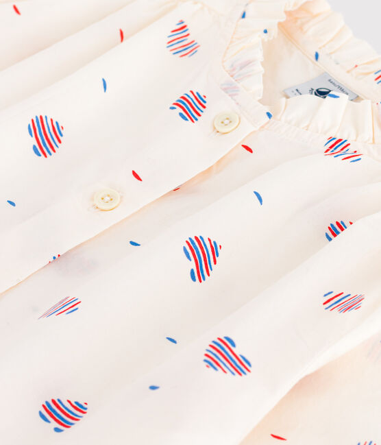 Blusa a maniche lunghe in cotone a cuori bambina bianco AVALANCHE/ MULTICO