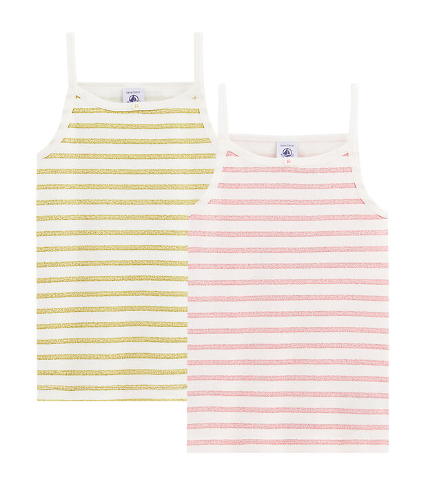 Duo di canottiere con spalline bambina multicolore