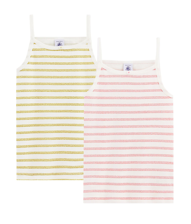 Duo di canottiere con spalline bambina multicolore