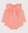Completo nascita a due pezzi in cotone con soli stampati arancione ABRICOT/ MARSHMALLOW