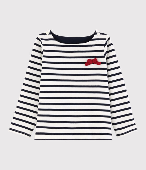 Marinière in jersey bambina bianco MARSHMALLOW/blu SMOKING