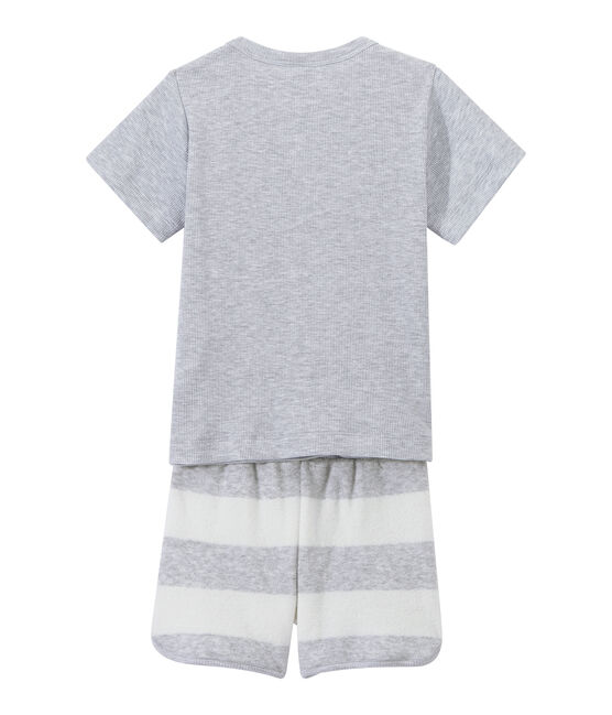 Pigiama corto bambino doppio tessuto grigio POUSSIERE/bianco LAIT