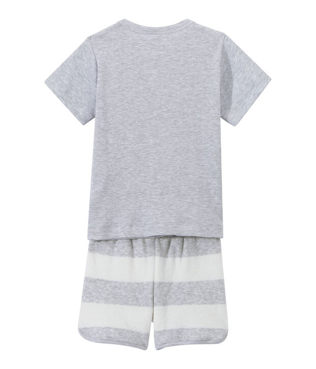 Pigiama corto bambino doppio tessuto grigio/bianco