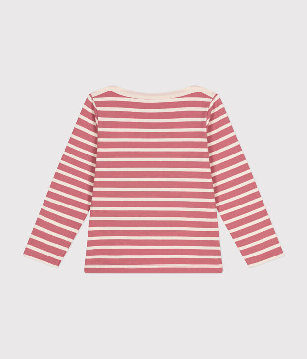 Iconica maglia a righe alla marinara in cotone bambina/bambino rosa/ecru