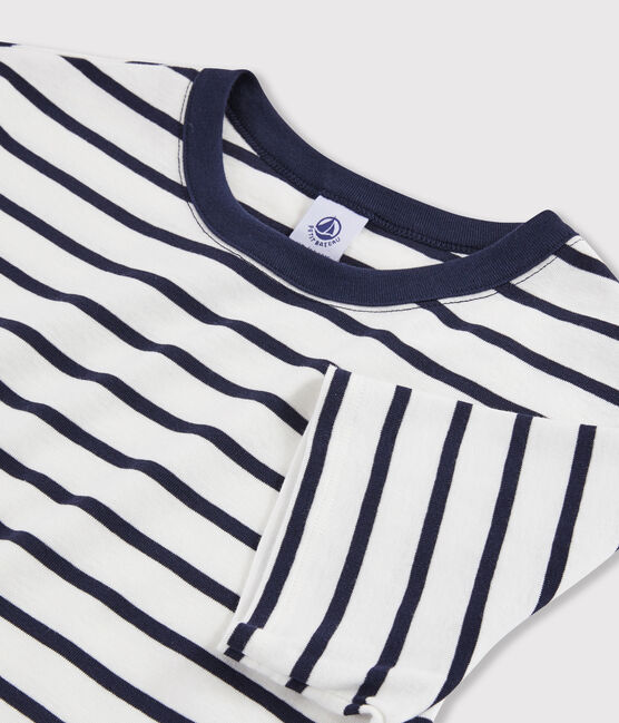 T-shirt girocollo iconica in cotone a righe Donna bianco MARSHMALLOW/blu SMOKING