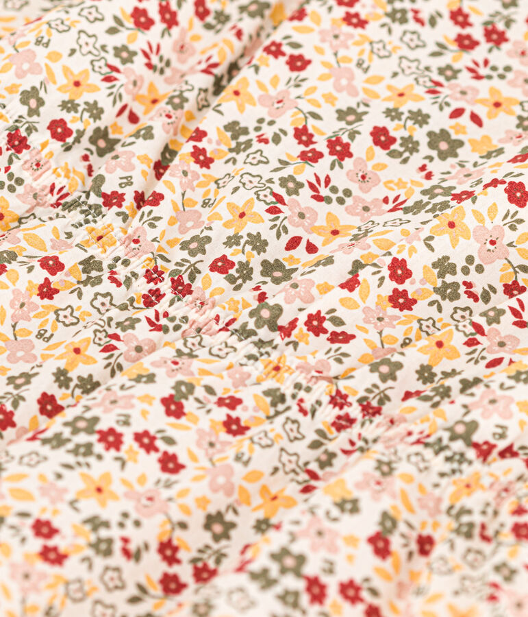 Tuta corta beb&egrave; in popeline fantasia ecru/multicolore