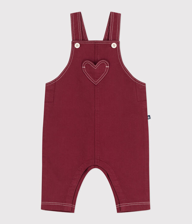 Salopette lunga in denim colorato neonata rosso