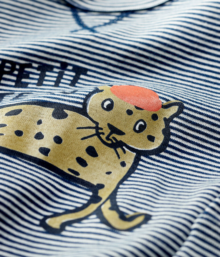 T-shirt in cotone beb&egrave; blu/bianco