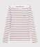 T-shirt a maniche lunghe con scollo a barca in cotone a righe donna bianco/rosso