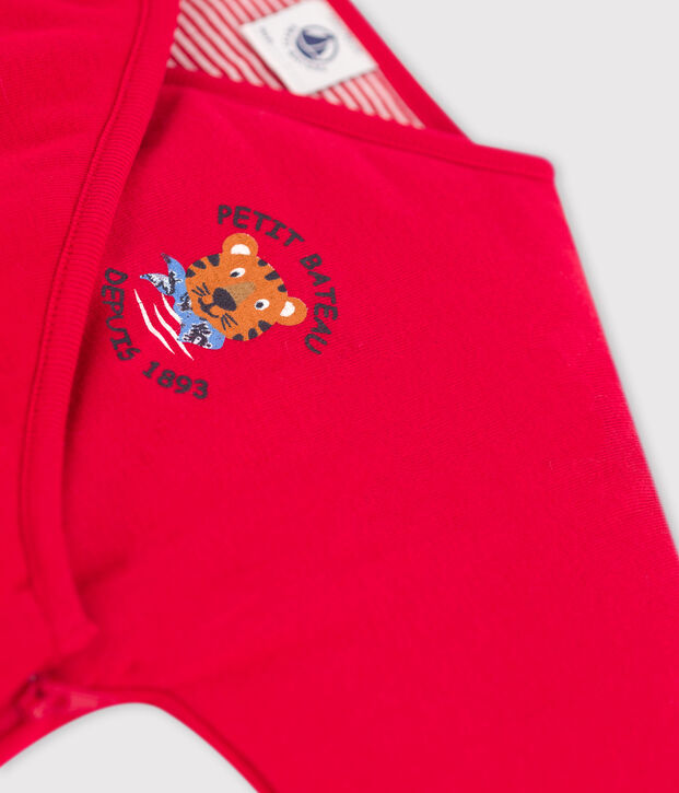 Tutina lunga beb&egrave; in cotone biologico. rosso