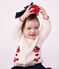Cardigan in maglia di lana e cotone con motivi jacquard neonato bianco/rosso