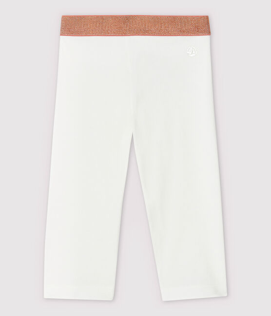 Leggings corti in jersey lycra bambina bianco MARSHMALLOW