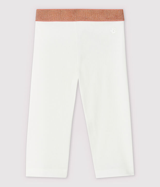 Leggings corti in jersey lycra bambina bianco