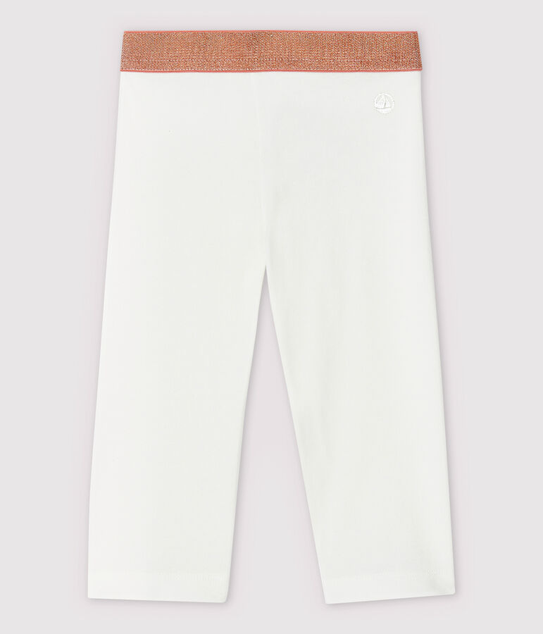 Leggings corti in jersey lycra bambina bianco