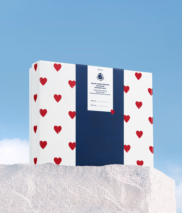 Confezione regalo di profumo per bambini da 50 ml e peluche a forma di cuore bianco/bianco