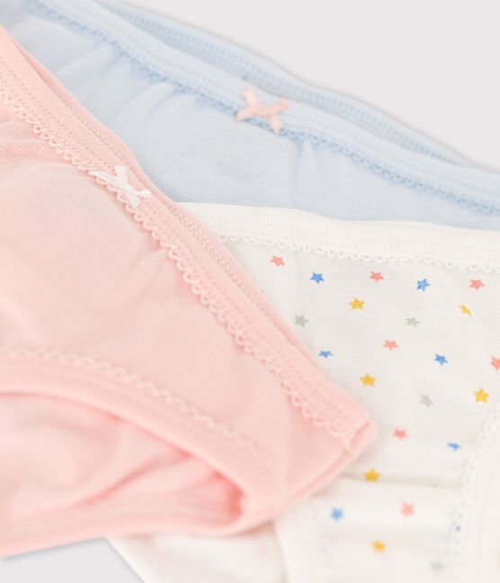 Confezione da 3 slip bambina a stelline in cotone biologico variante 1