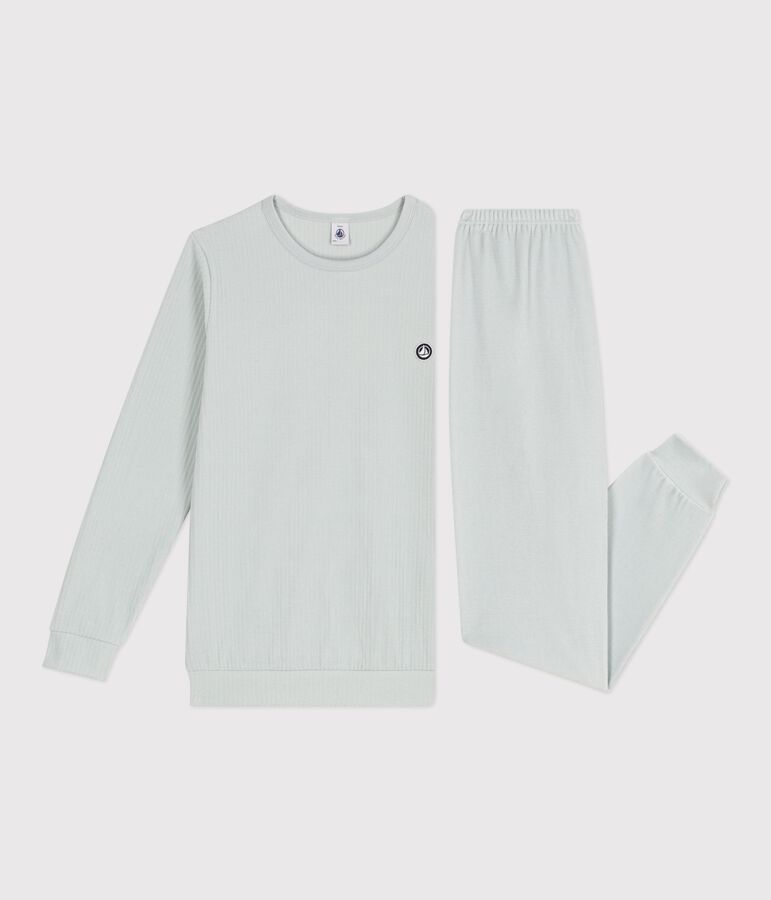 Pigiama in ciniglia tinta unita bambino blu CO2