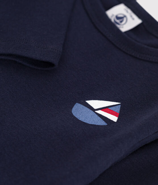 T-shirt bebè a maniche lunghe in cotone blu SMOKING