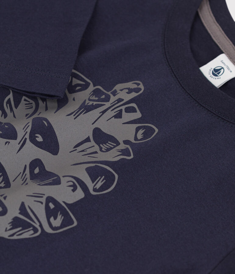 T-shirt bambino a maniche lunghe in cotone blu