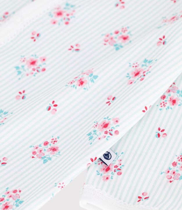 Pigiama in cotone con stampa a fiori neonato bianco/multicolore