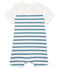 Tutina corta bebè maschio a manica corta bianco MARSHMALLOW/blu FONTAINE