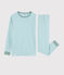 Pigiama a righe blu unisex a costine blu TIKI/bianco MARSHMALLOW