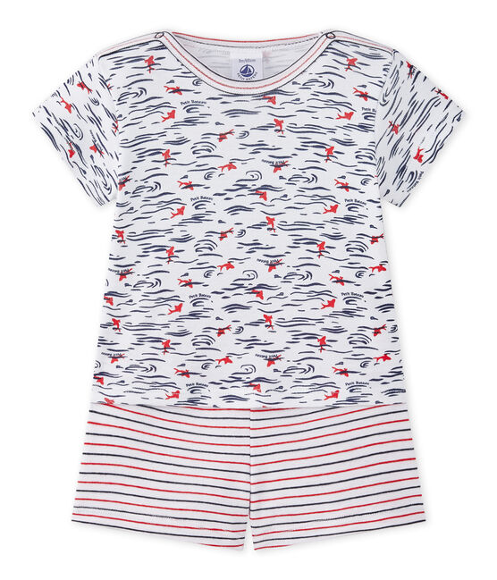 Pigiama bebè bambino 2 pezzi bianco ECUME/bianco MULTICO