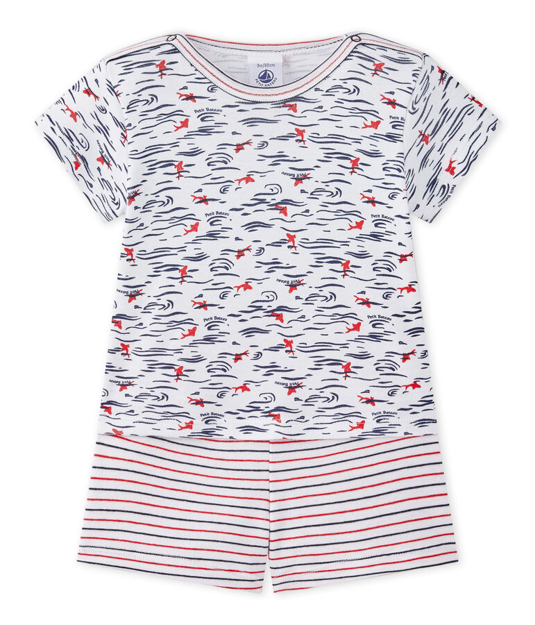 Pigiama beb&egrave; bambino 2 pezzi bianco ECUME/bianco MULTICO