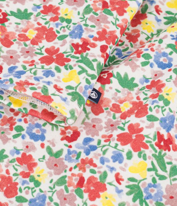 Abito a maniche lunghe in cotone con stampa a fiori neonata bianco/multicolore