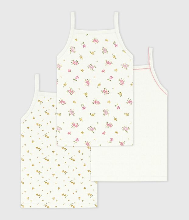 Set di canotte bambina in cotone con stampa a fiori multicolore
