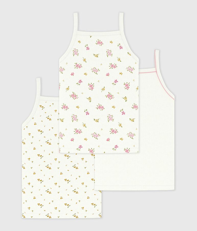 Set di canotte bambina in cotone con stampa a fiori multicolore