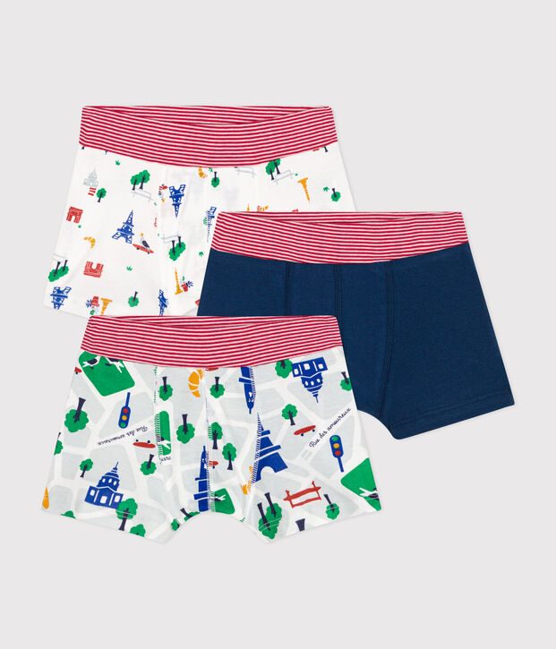 Confezione da 3 boxer Parigi in cotone bambino multicolore