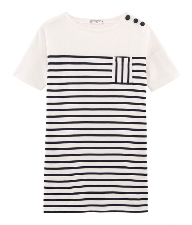 Abito maniche corte donna bianco/blu