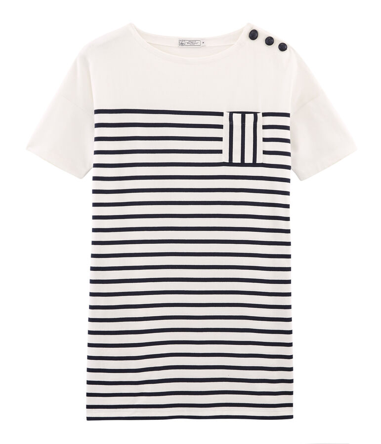 Abito maniche corte donna bianco/blu