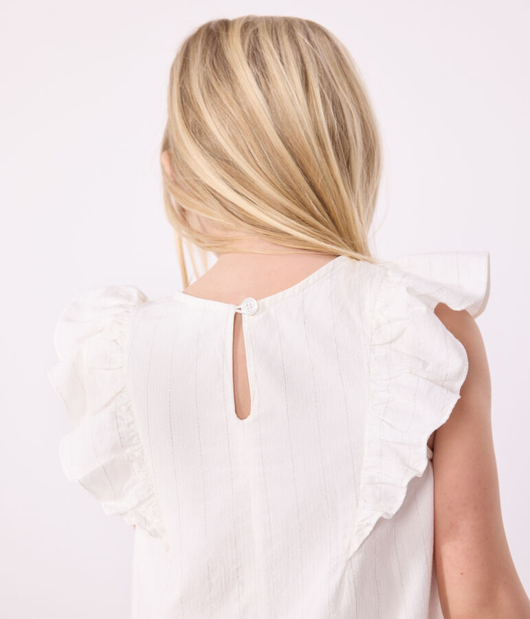 Abito a maniche corte in cotone bambina bianco/grigio