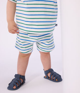 Shorts in cotone a righe bicolori neonato