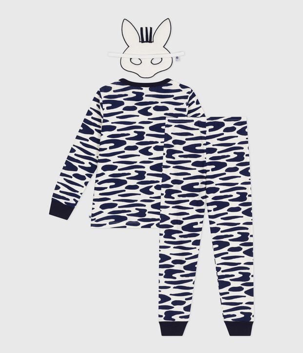Pigiama travestimento bambino in cotone con zebra stampata blu/blu