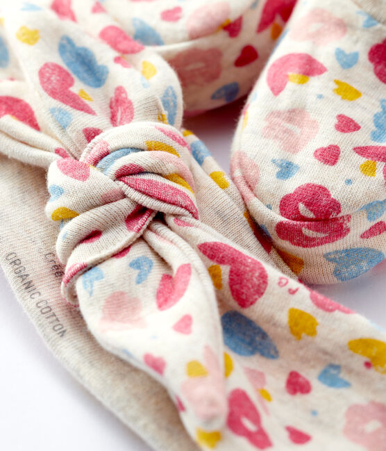 Confezione fascia e babbucce bebè femmina a fiori in cotone biologico variante 1