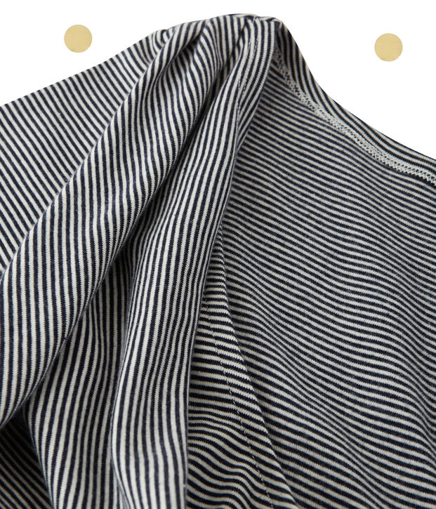 Robe longue femme &agrave; manches longues. Petit bateau x Marie-Agn&egrave;s Gillot blu/bianco