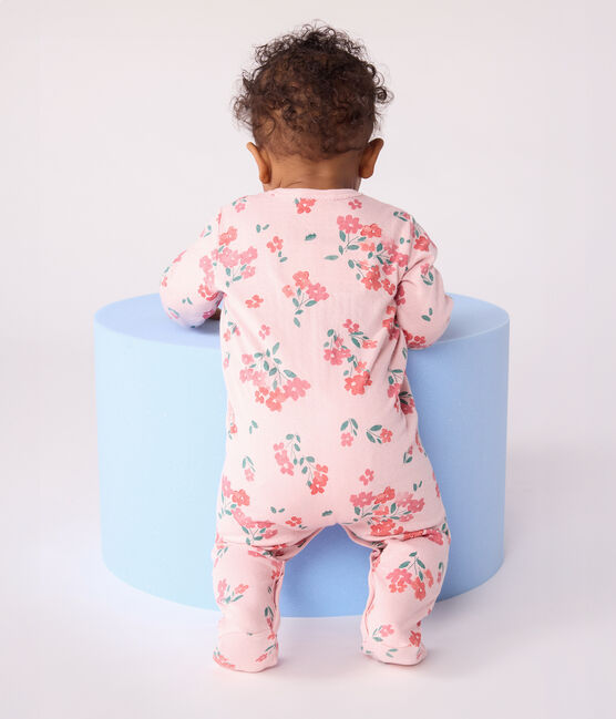 Pigiama neonato in tubique con stampa a fiori rosa JOLI/bianco MULTICO
