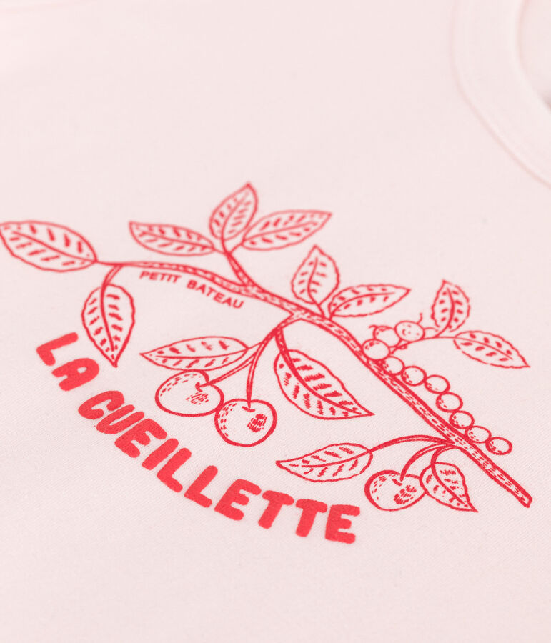 T-shirt a maniche corte in cotone con stampa bambina rosa