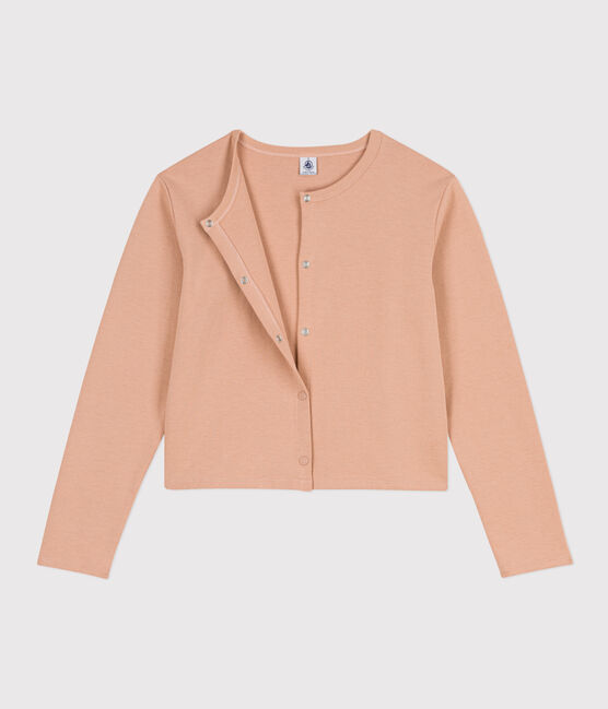 Cardigan donna in cotone spesso con automatici beige VINTAGE