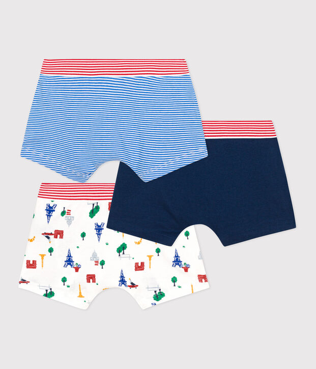 Confezione da 3 boxer Parigi in cotone bambino multicolore